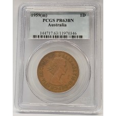 AUSTRALIA 1959 . ONE 1 PENNY . PROOF